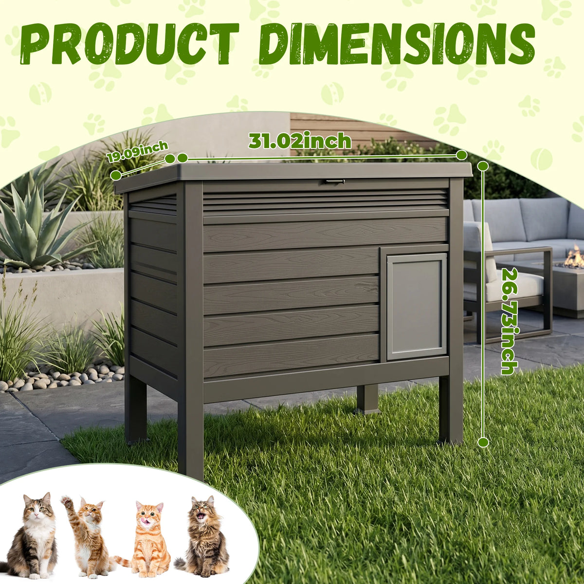 Weatherproof, Resin, Outdoor Cat House
