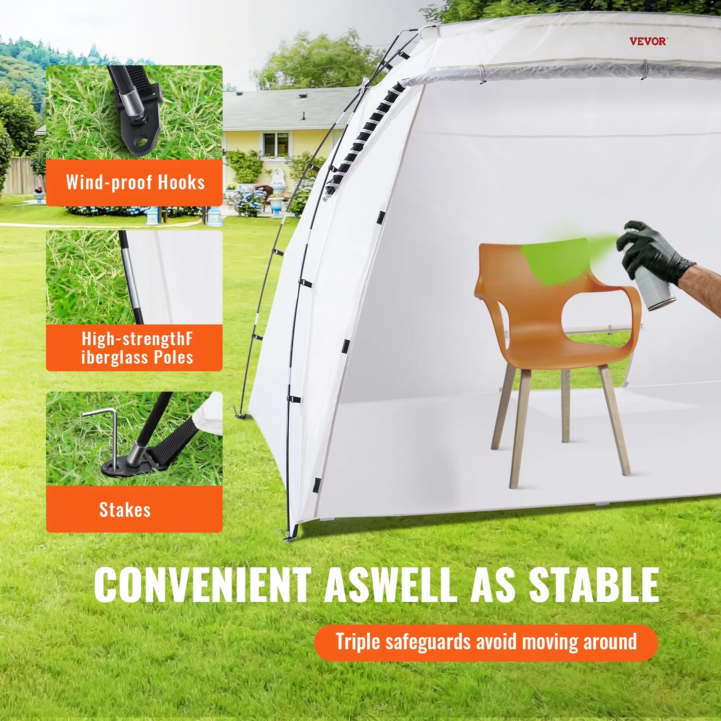 Portable Paint Booth Shelter, 7.5x5.2x5.2/10x7x6ft, Foldable, Furniture Craft Project DIY