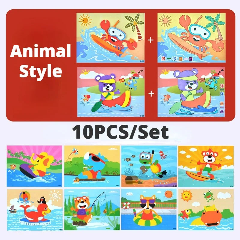 10Pcs Kids 3D EVA Foam Stickers, Educational Puzzle Games