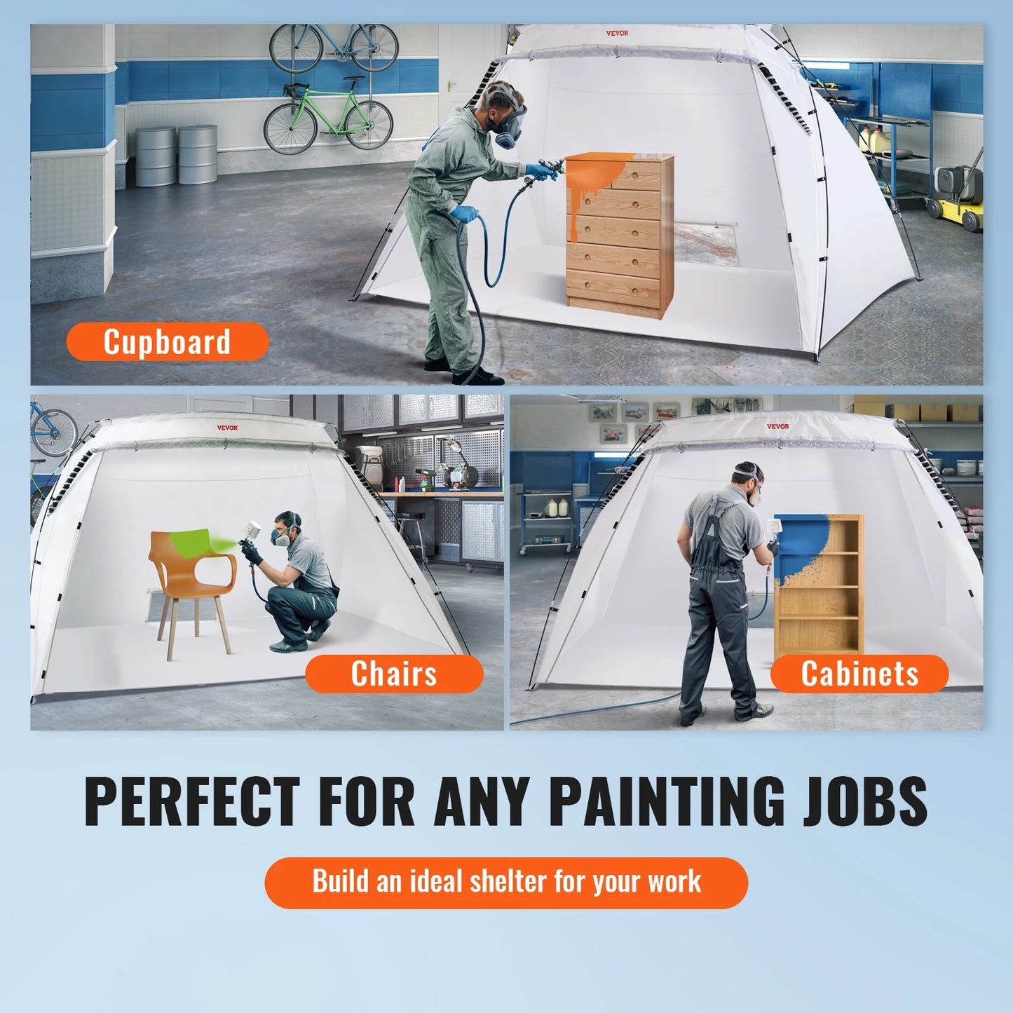 Portable Paint Booth Shelter, 7.5x5.2x5.2/10x7x6ft, Foldable, Furniture Craft Project DIY