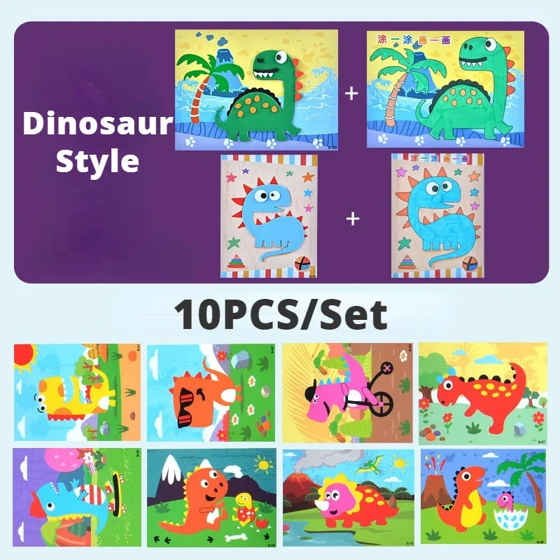 10Pcs Kids 3D EVA Foam Stickers, Educational Puzzle Games