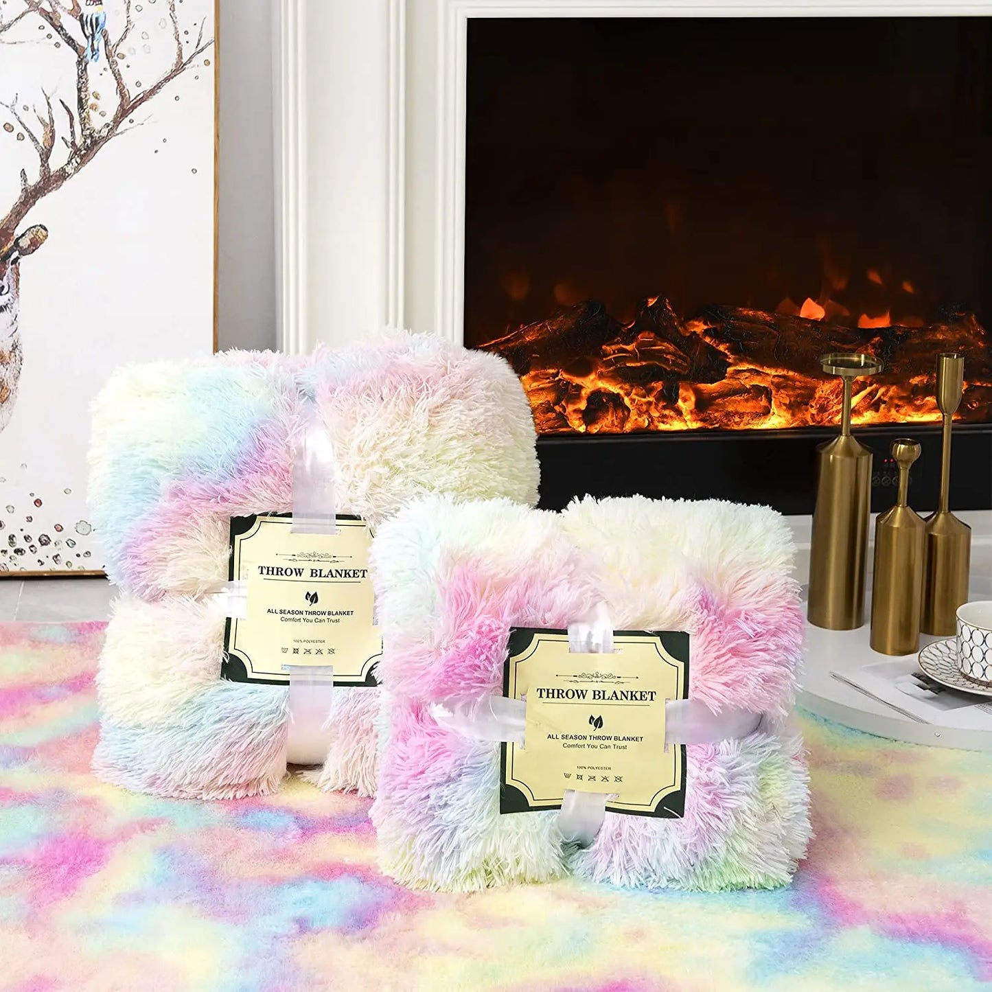 Soft Fuzzy Blanket For Girls, Throw Blankets For Couch, Sofa, Bed, Colorful and Lightweight