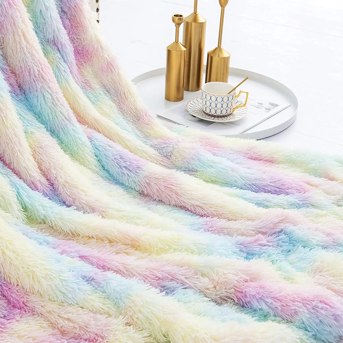 Soft Fuzzy Blanket For Girls, Throw Blankets For Couch, Sofa, Bed, Colorful and Lightweight