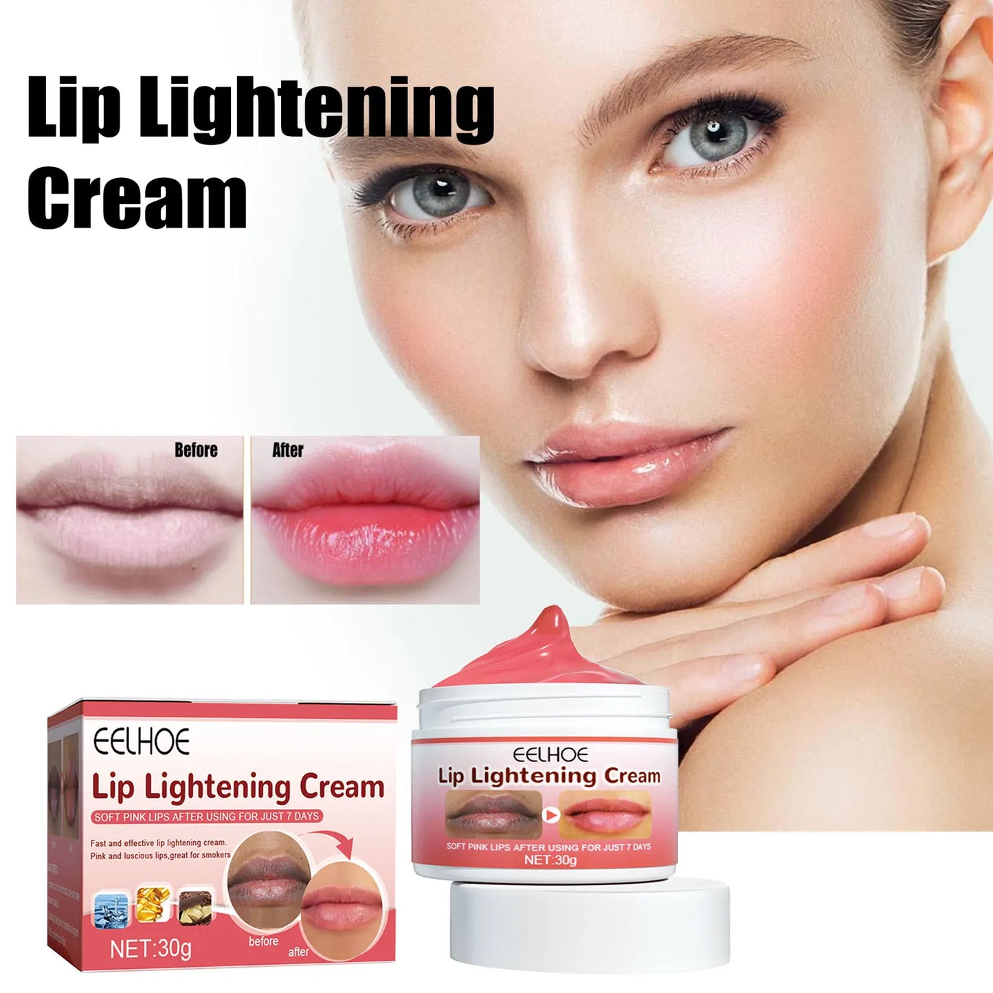 Lip Lightening Cream for Dark Lips, Natural Moisturizing Lip Balm