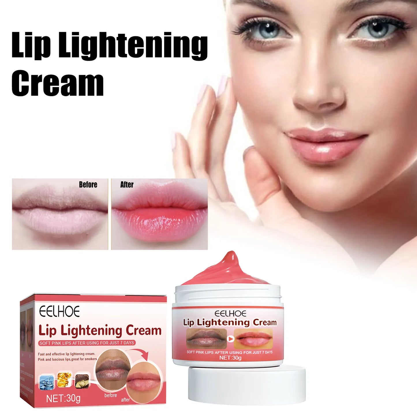 Lip Lightening Cream for Dark Lips, Natural Moisturizing Lip Balm