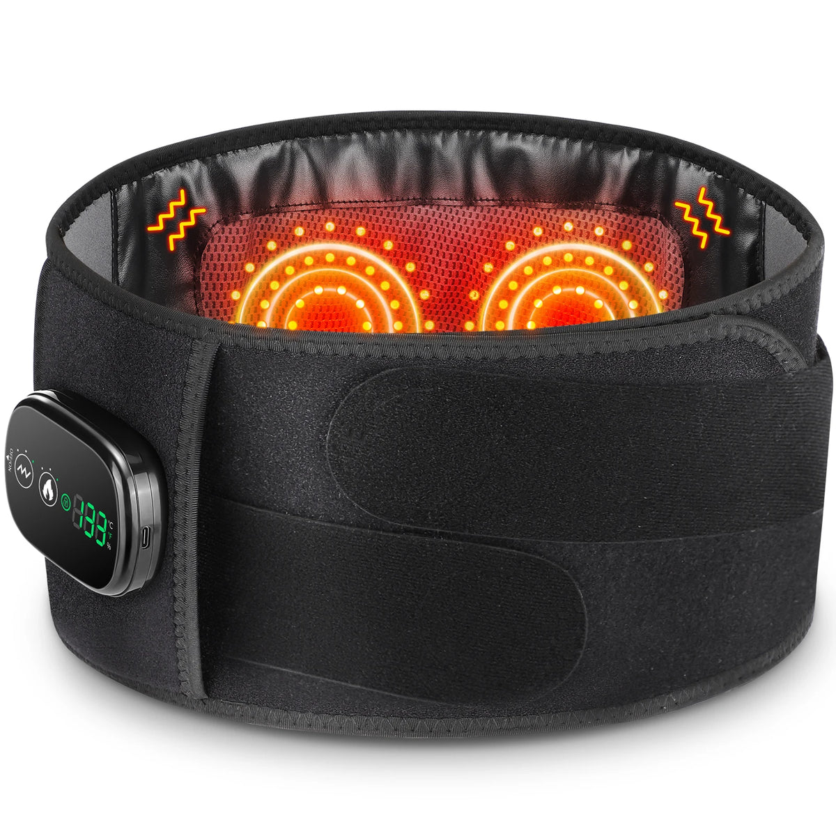 Lumbar Support Massager Belt with Heating, and Vibration Settings