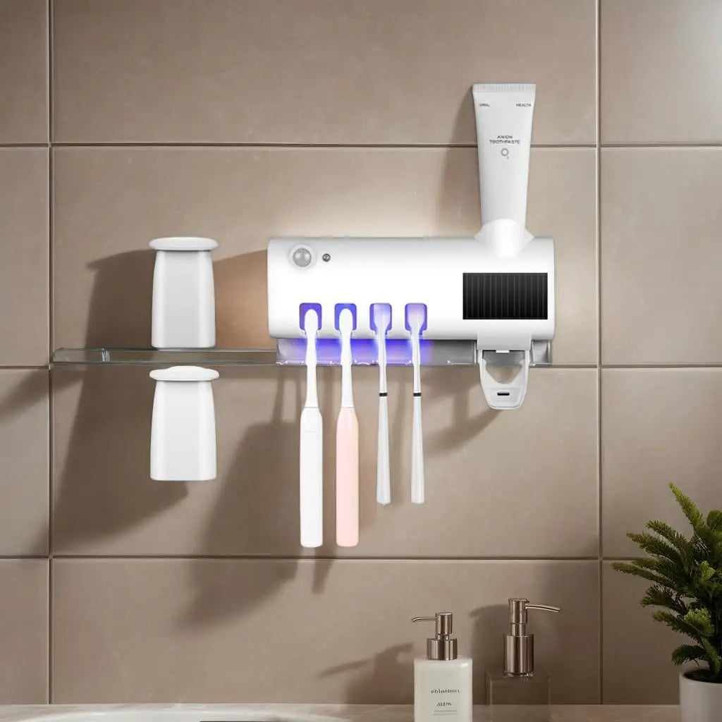 Wall Mounted Toothpaste and Brush Dispenser/Holder