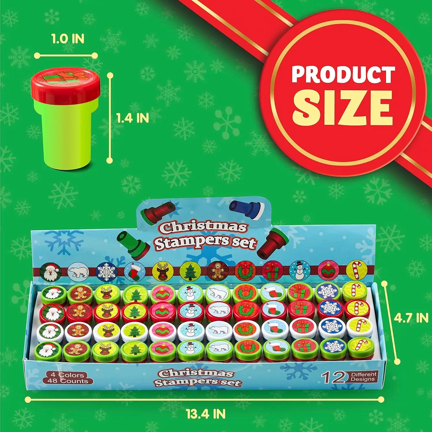 48 Pieces Christmas Assorted Stamps with Kids Self-Ink Stamper