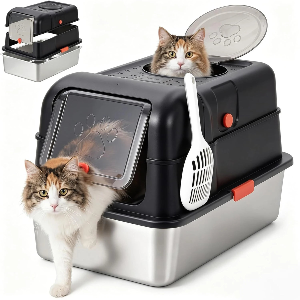 Enclosed Stainless Steel Litter Box