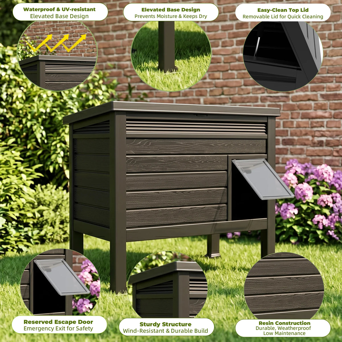 Weatherproof, Resin, Outdoor Cat House