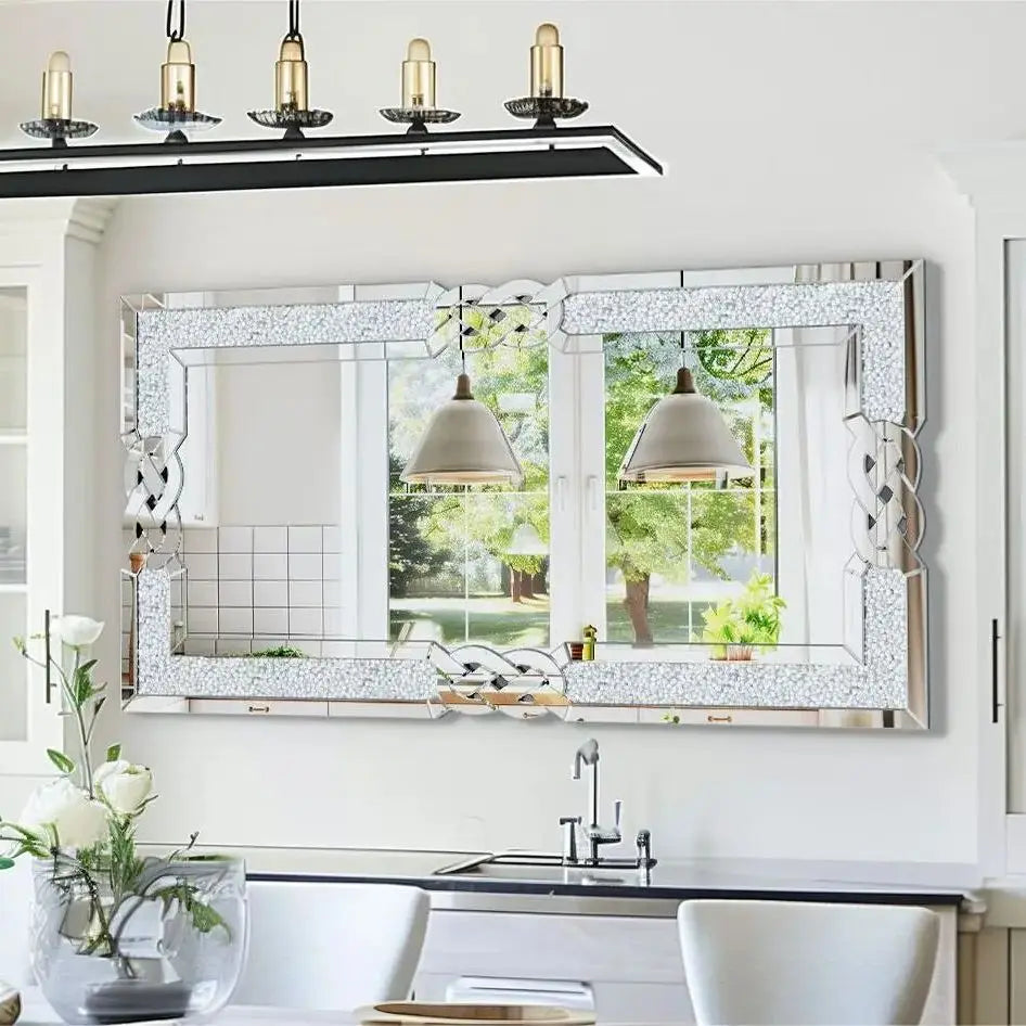 90/100/120CM Large Crystal Crush Diamond Mirror