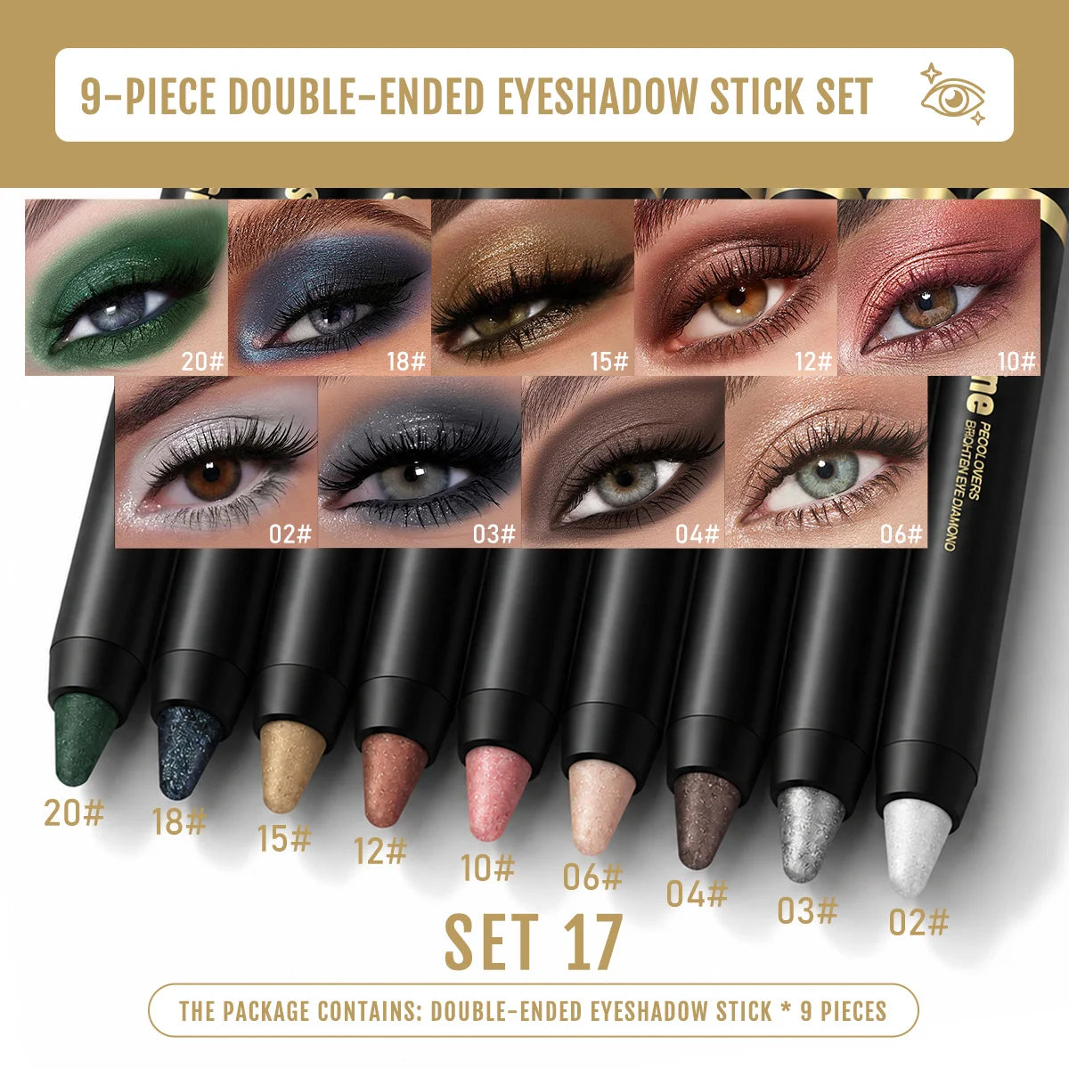 9PCS Dual Head Eyeshadow Stick Set