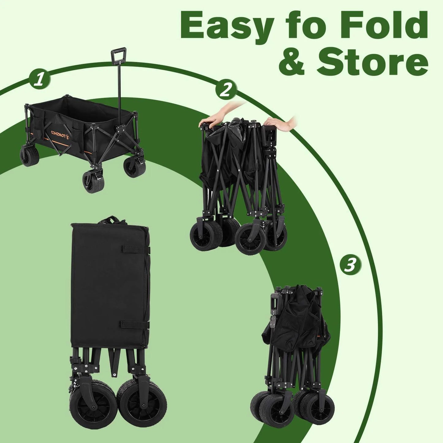 Collapsible Folding Wagon Cart/Portable Large Capacity Camping Wagon