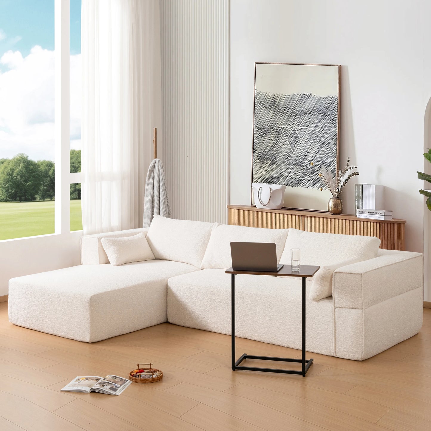 Modular Sectional Sofa with Free Side Table