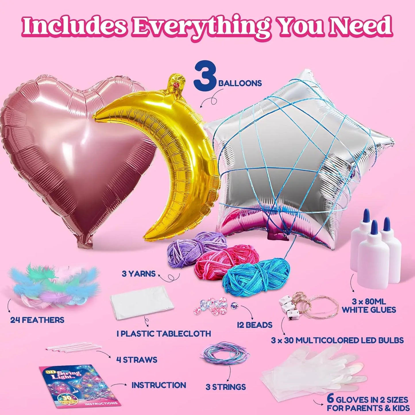 3D Light Up, String Art Kit for Kids