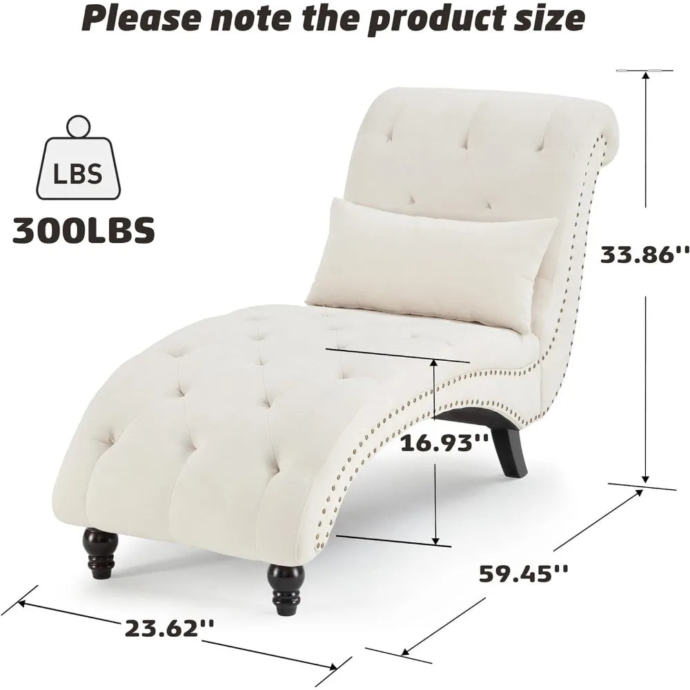 Linen Rivets Chaise Lounge Chair