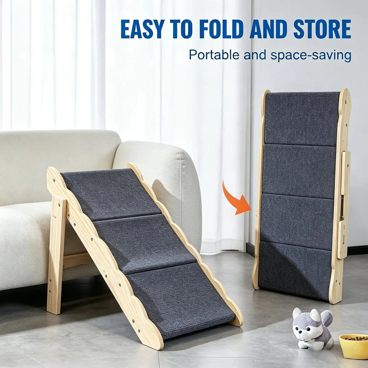 2 in 1, 3-Step, Wooden Dog Stairs