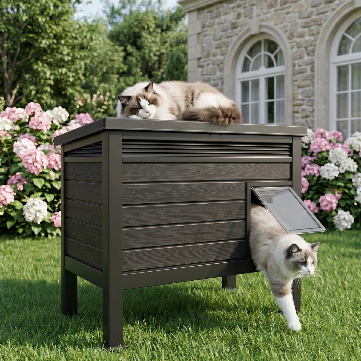 Weatherproof, Resin, Outdoor Cat House