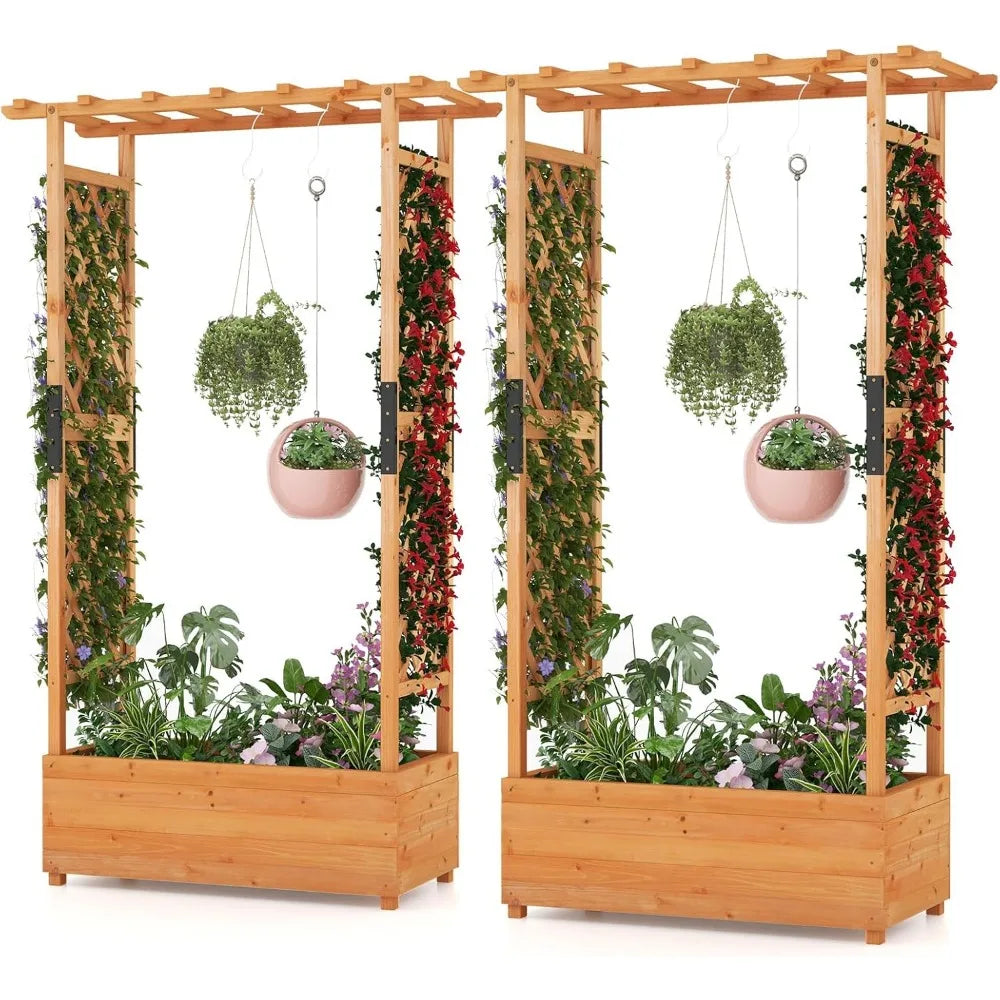 72 Inch Raised Garden Bed with Arch Trellis