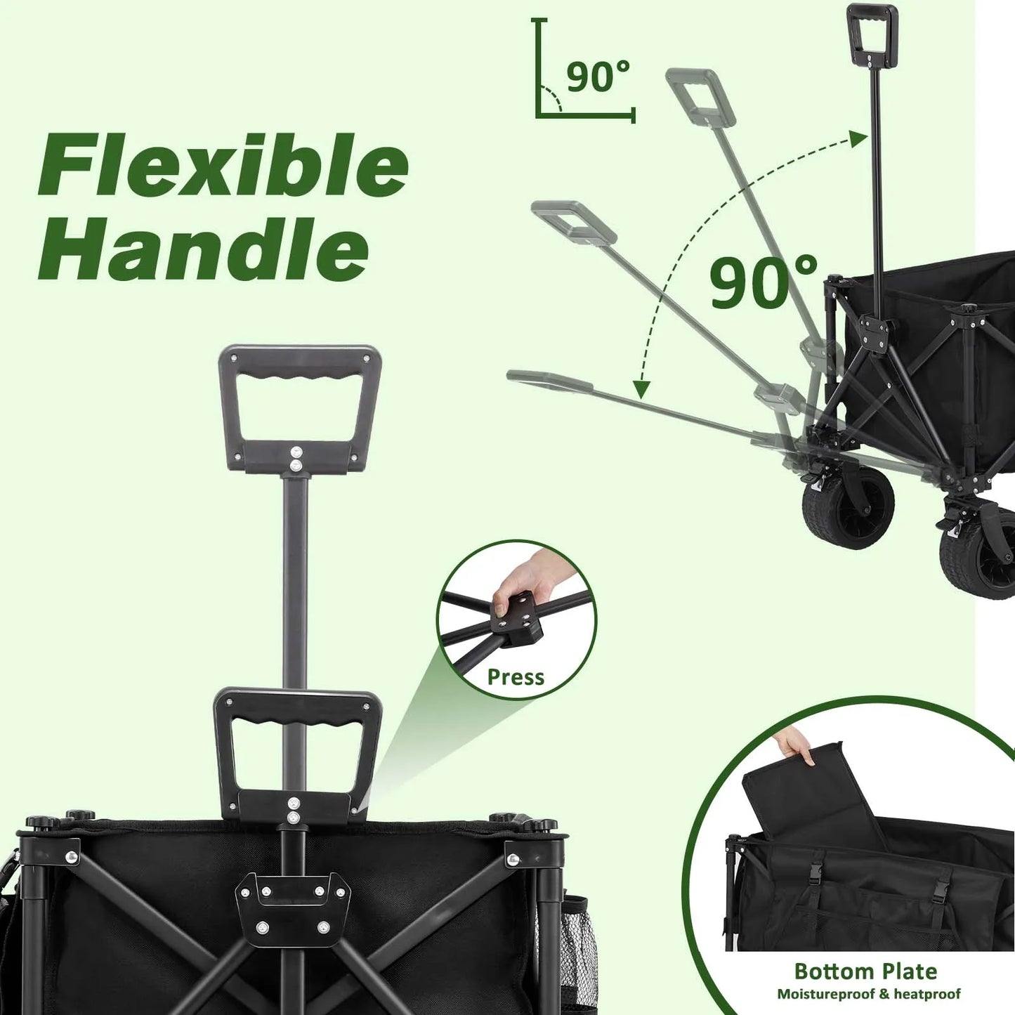 Collapsible Folding Wagon Cart/Portable Large Capacity Camping Wagon