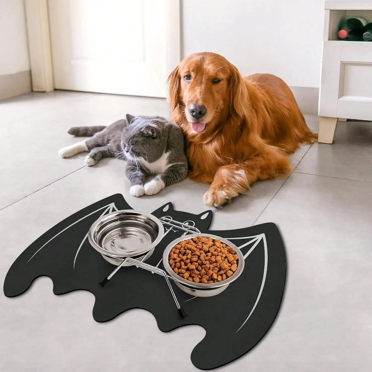 Bat Pet Mat for Food and Water