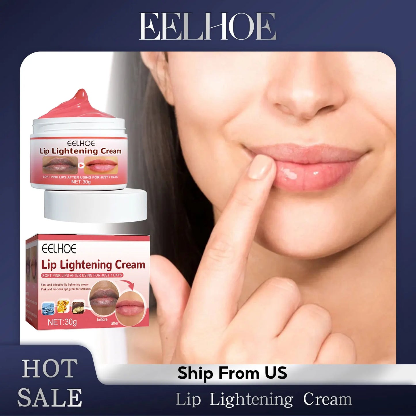 Lip Lightening Cream for Dark Lips, Natural Moisturizing Lip Balm