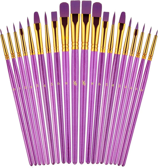 20 Oil, Watercolor, Acrylic Paint Brushes