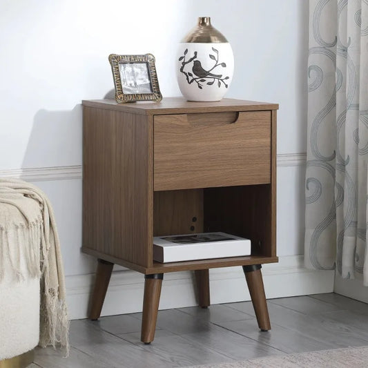 Nightstand with Storage Drawer and Shelf