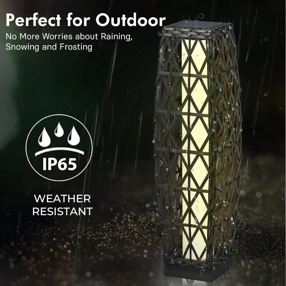Outdoor Solar-Powered, Woven Wicker Lantern