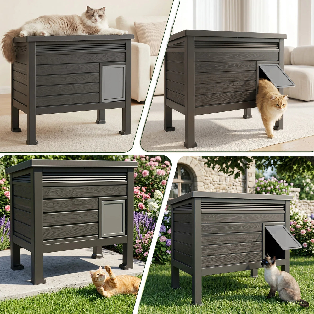 Weatherproof, Resin, Outdoor Cat House