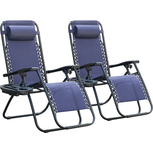 Reclining Lounge Chair with Cup Holders and Pillows