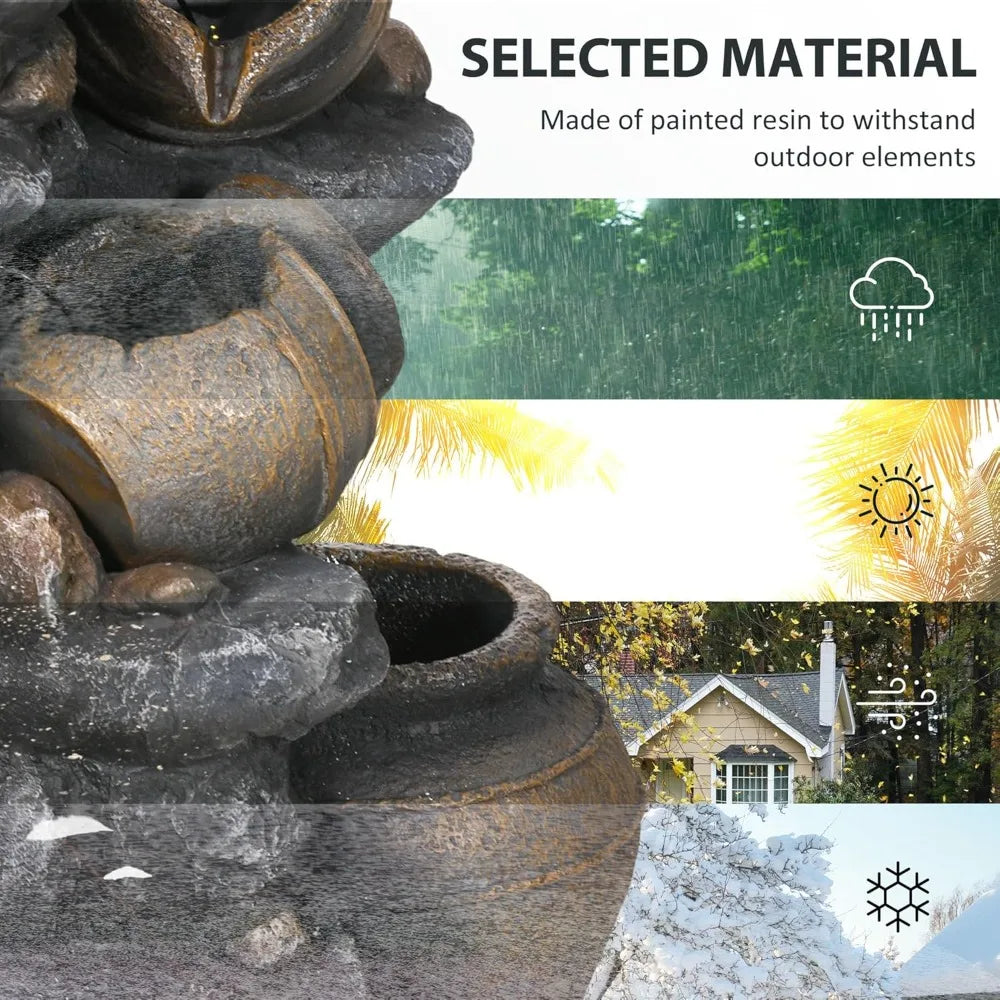 28.3" Tall Solar Powered Outdoor Water Fountain