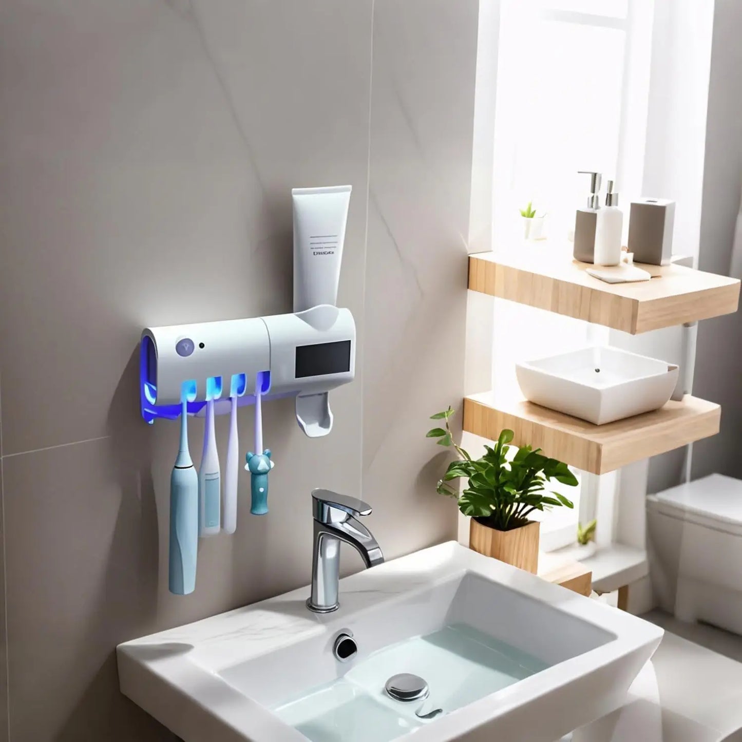 Wall Mounted Toothpaste and Brush Dispenser/Holder