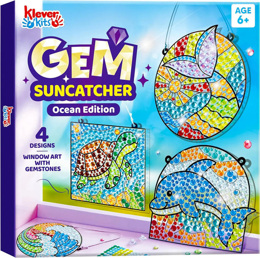 4PCS Window Art, 2-in-1 Suncatchers, Diamond and Gels