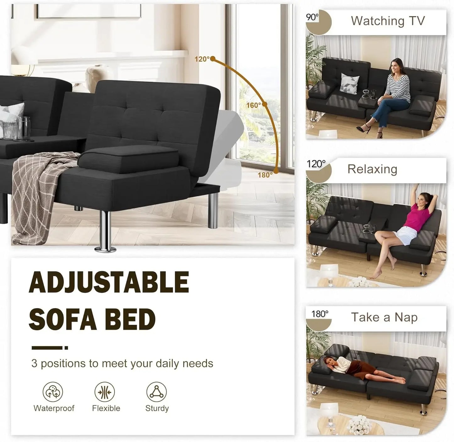 Convertible Folding Futon Sofa Bed
