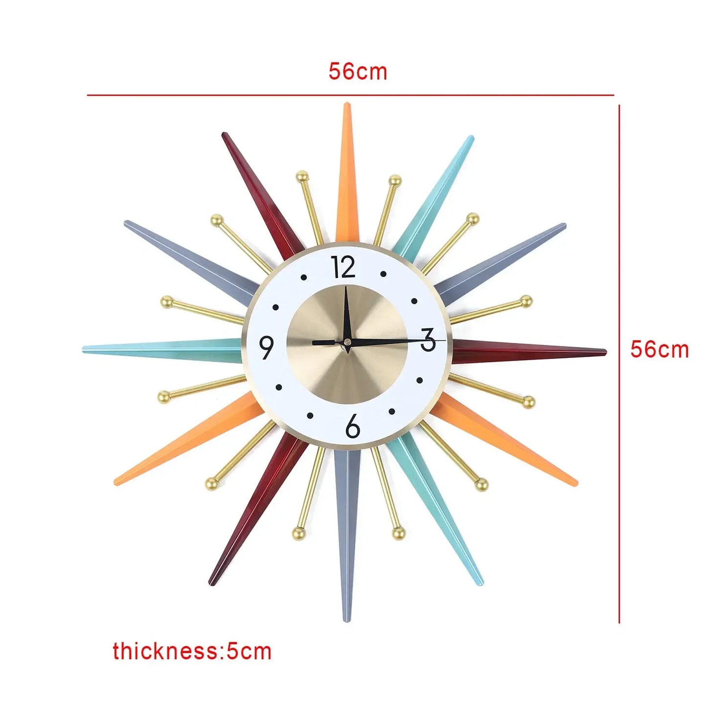 Large, Silent, Metal Wall Clock