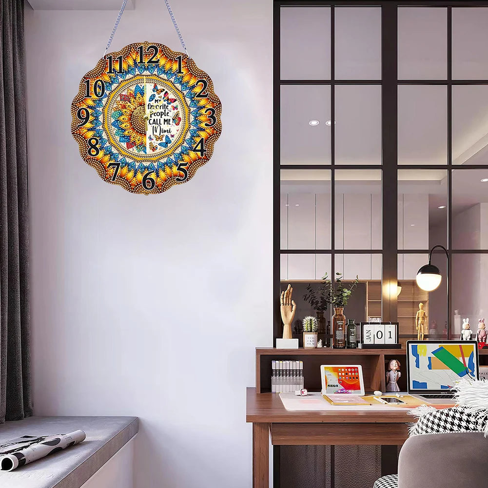 2D Flat DIY Clock Diamond Painting