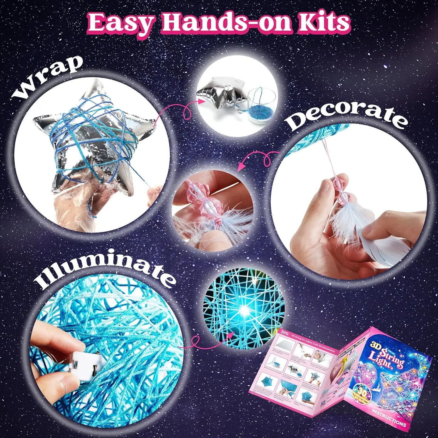 3D Light Up, String Art Kit for Kids