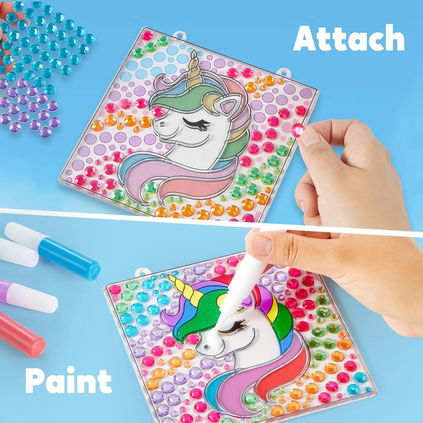4PCS Window Art, 2-in-1 Suncatchers, Diamond and Gels