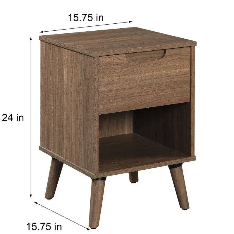 Nightstand with Storage Drawer and Shelf