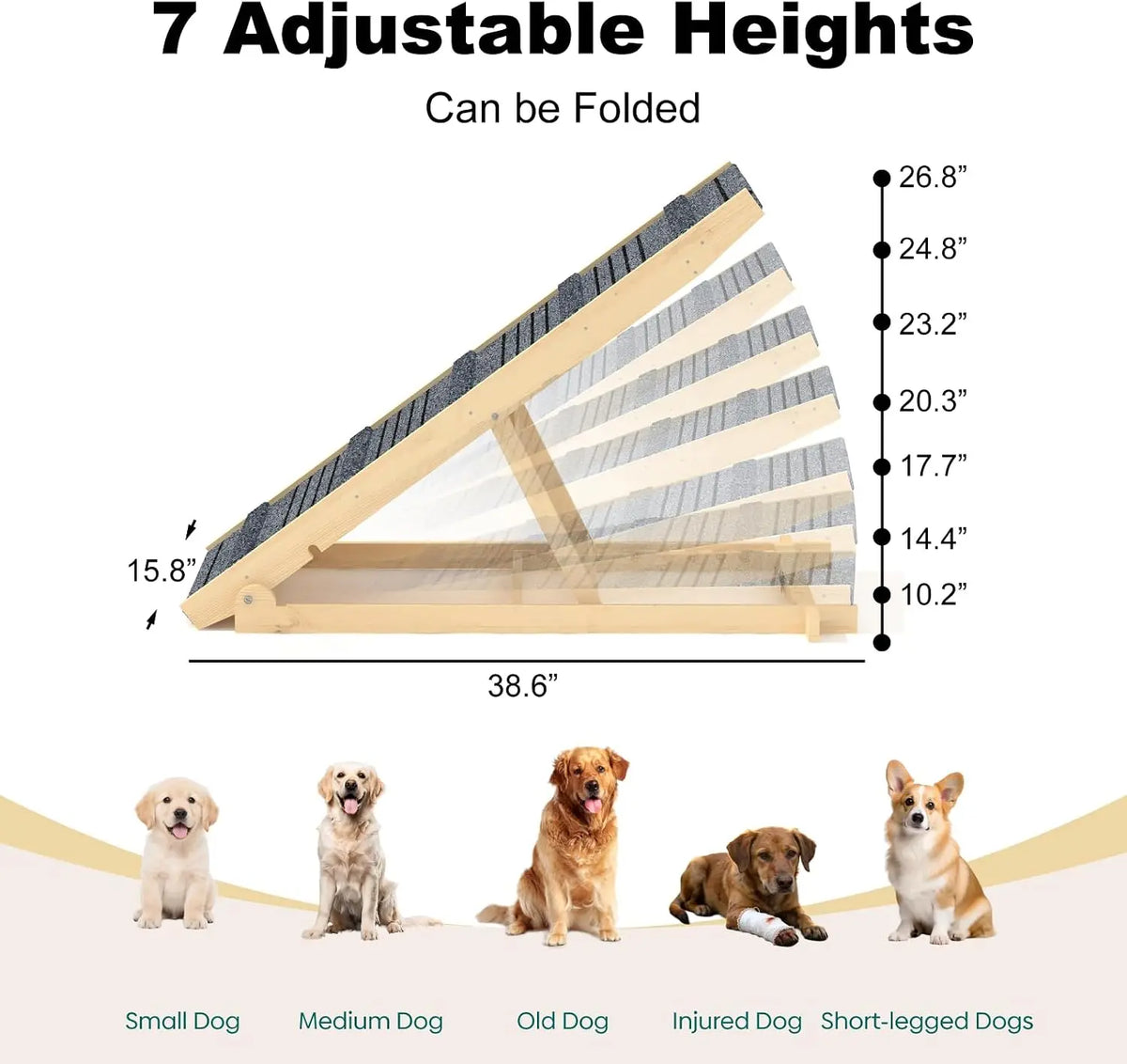 7-Height Adjustable Dog Ramp