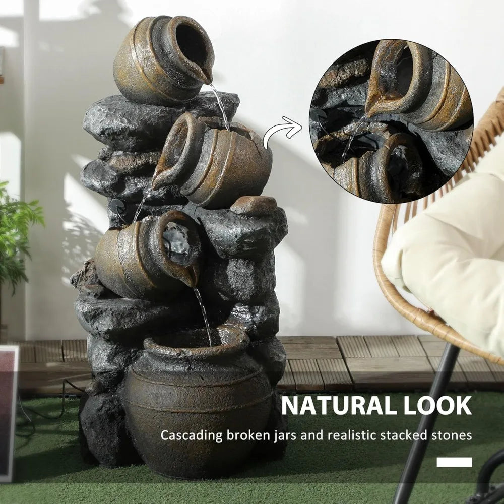 28.3" Tall Solar Powered Outdoor Water Fountain