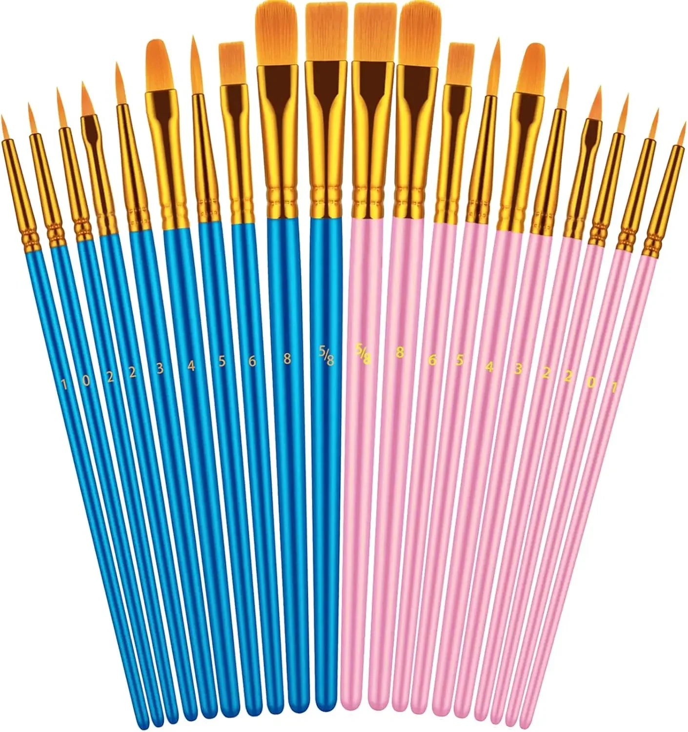 20 Oil, Watercolor, Acrylic Paint Brushes