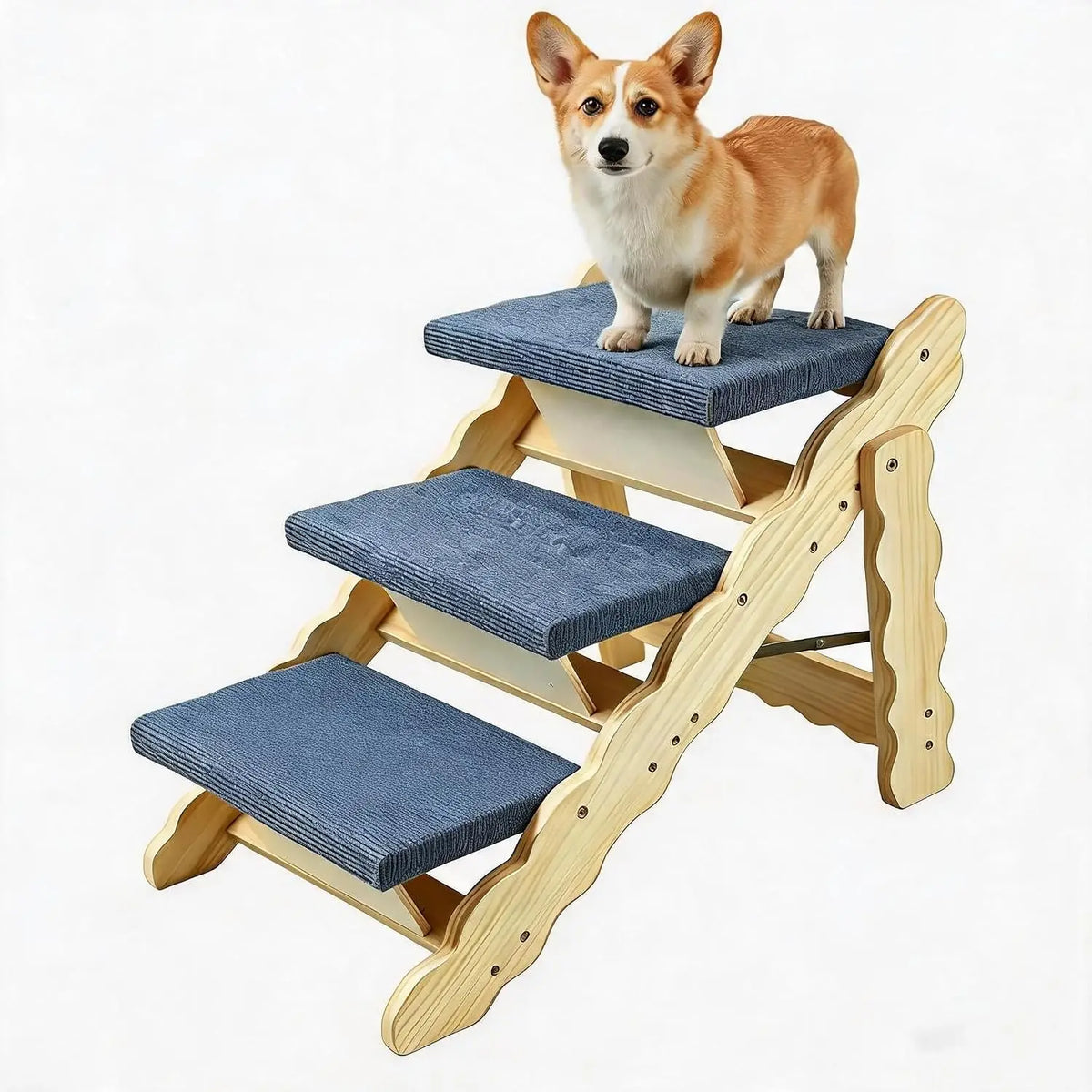 2 in 1, 3-Step, Wooden Dog Stairs
