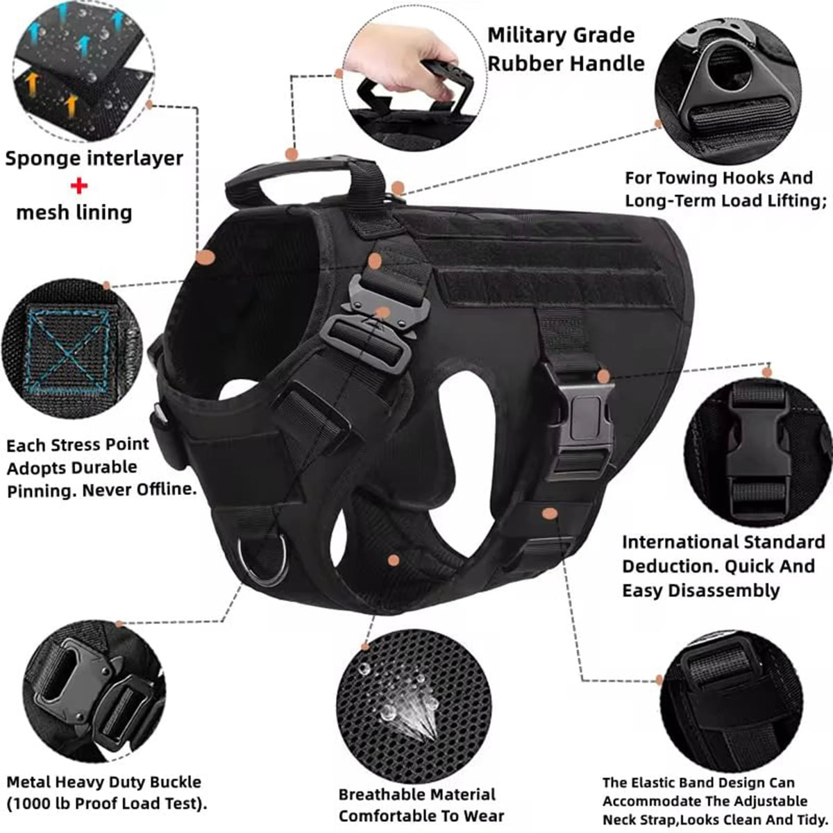 Tactical Dog Harness, Collar, Leash