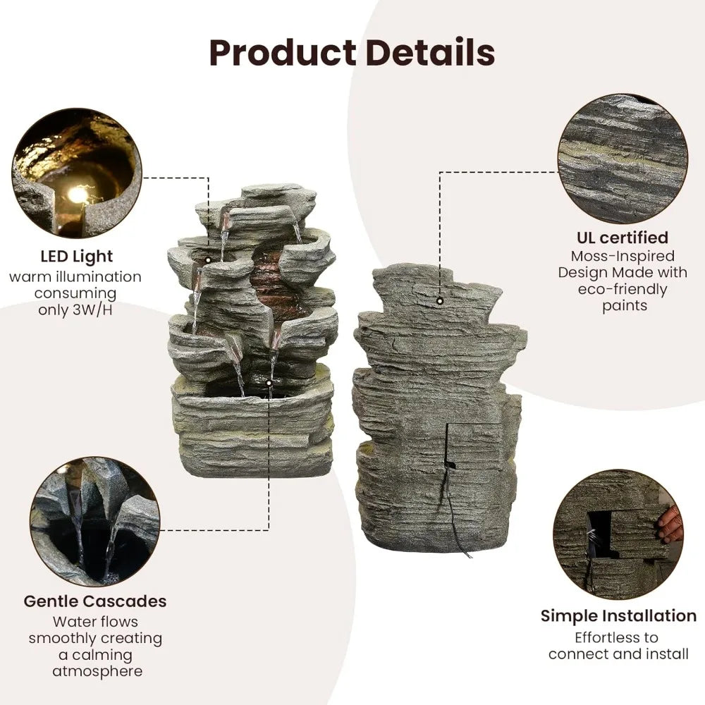 6-Tier Solar Water Fountain