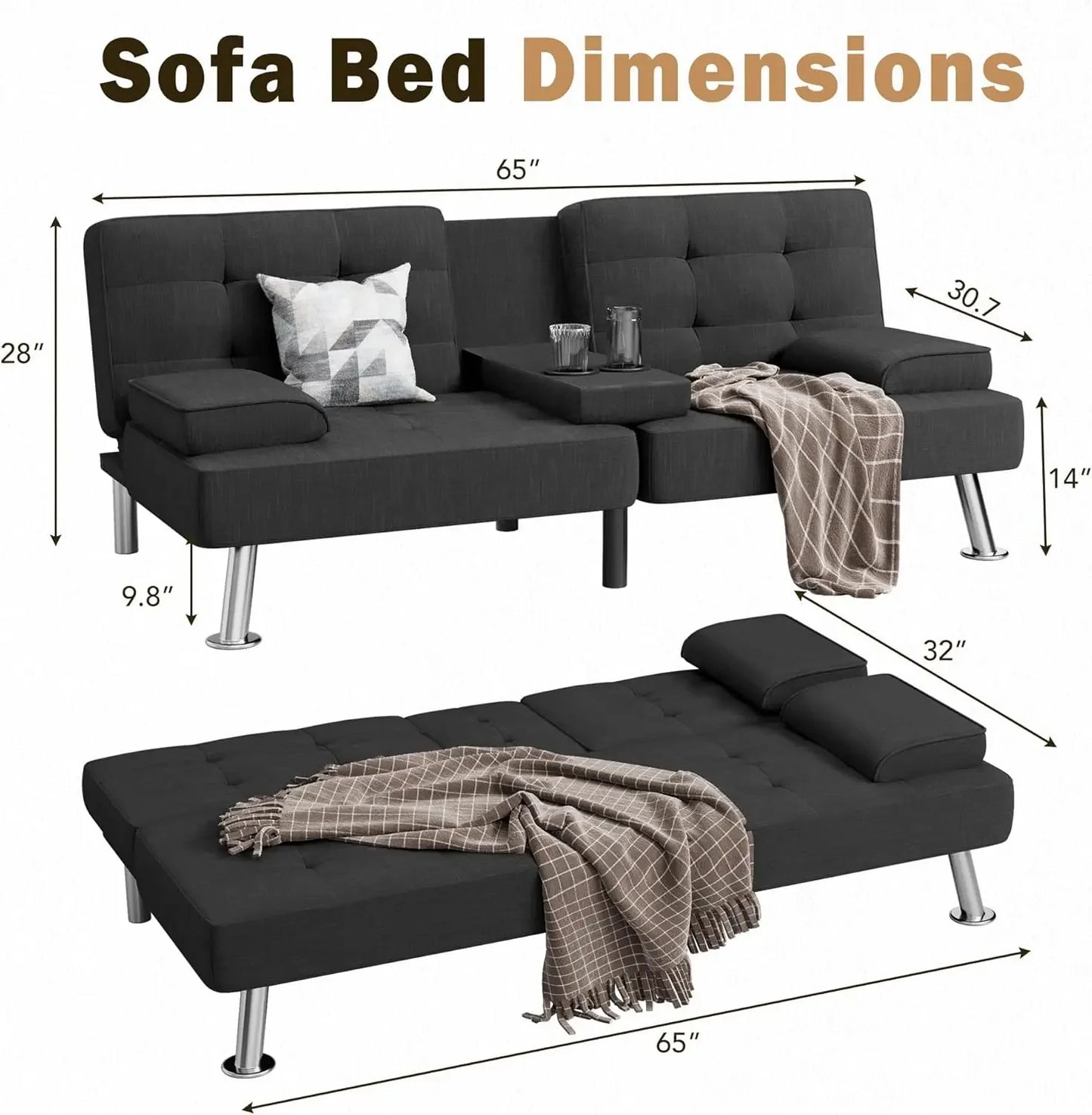 Convertible Folding Futon Sofa Bed