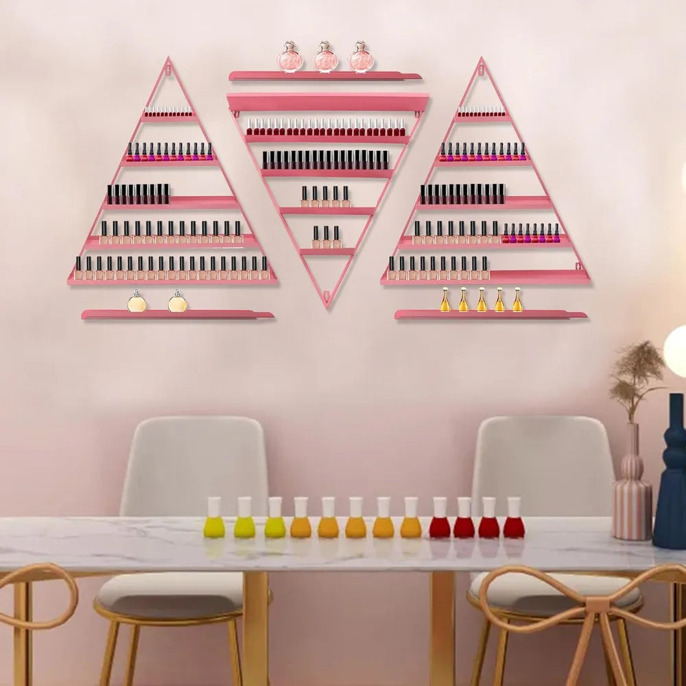 Elegant Gold Wall Mounted Nail Polish Rack