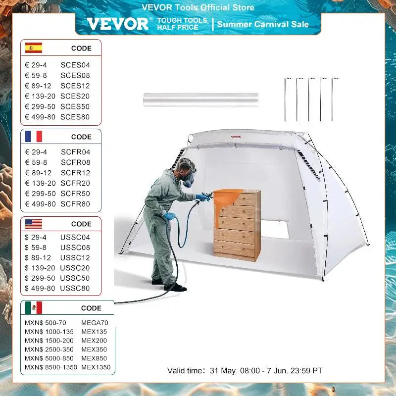 Portable Paint Booth Shelter, 7.5x5.2x5.2/10x7x6ft, Foldable, Furniture Craft Project DIY