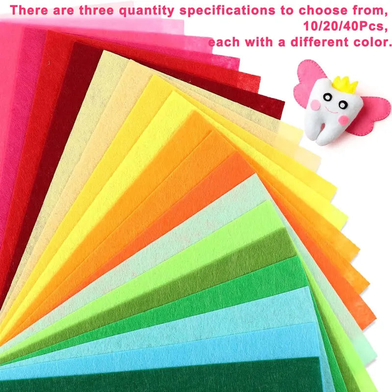 10-40Pcs Assorted Color Felt Fabric Sheets 1mm Thick